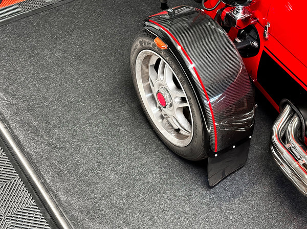 Lotus and other sports cars maintenance using GFC LED illuminated garage floor mat